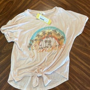 NWT girls tie front tee and pink and yellow tie dye tee